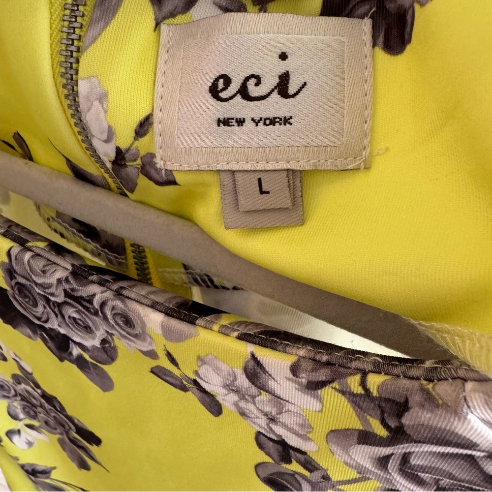 ECI Yellow and Gray Floral Midi Dress - Picture 3 of 4